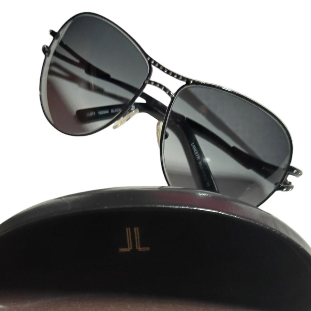 Lancetti Made In Italy Studded Butterfly Crystal Black Sunglasses